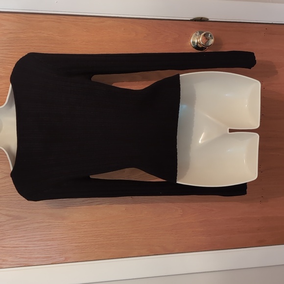 Pink Rose Black Ribbed Sweater Size L - Picture 2 of 8